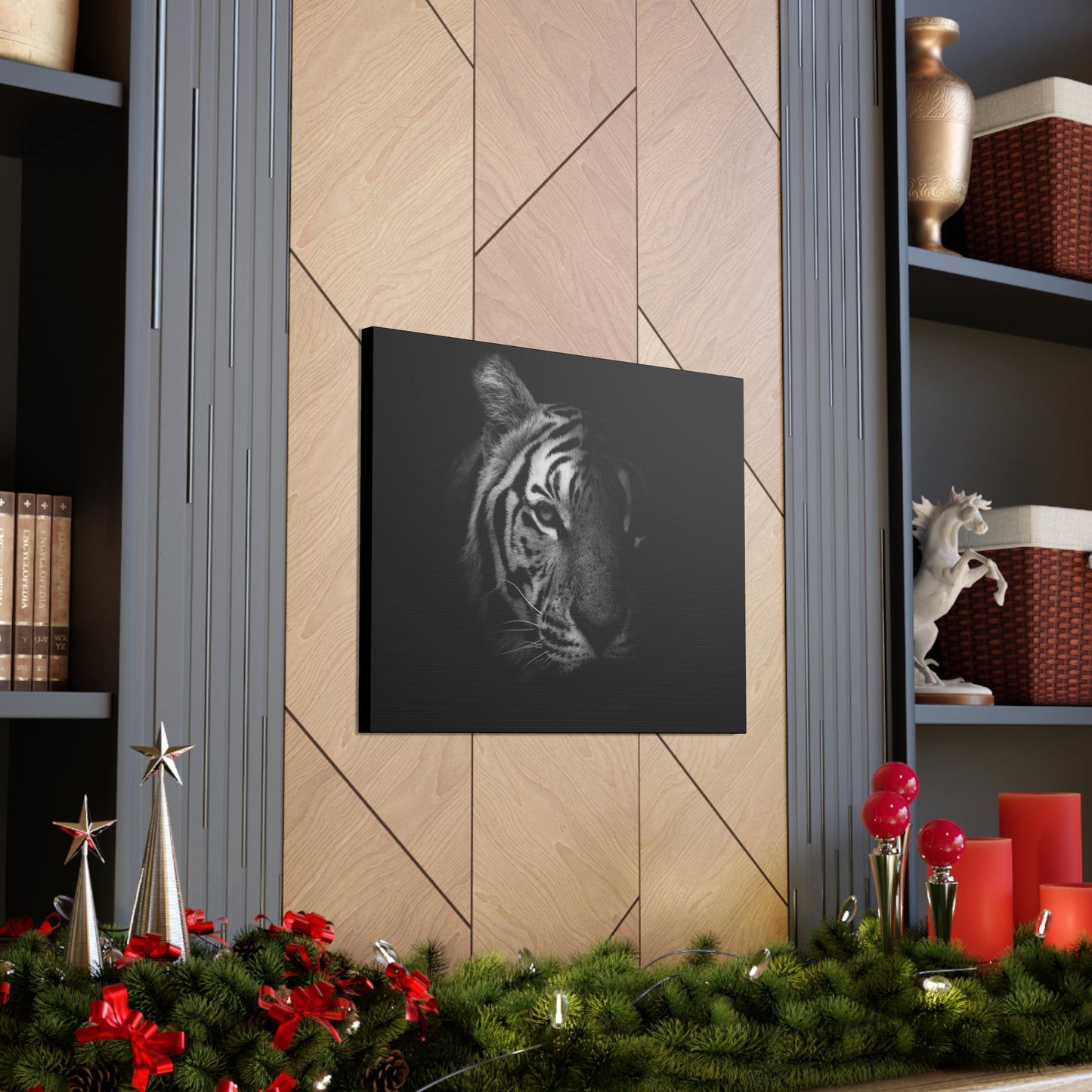 50 Stripes of Gray Tiger Canvas Wall Art