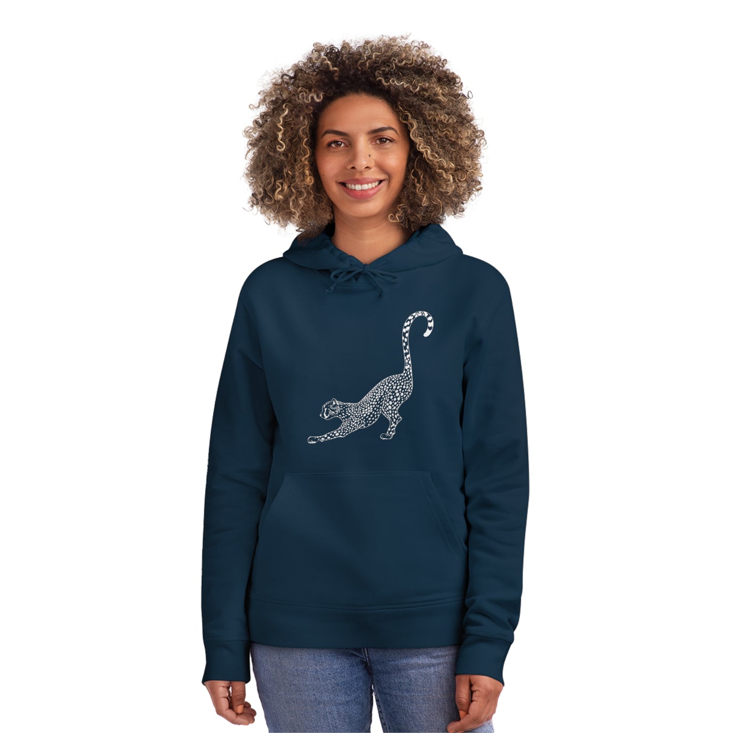 Leopard Stretch Organic Material Hoodie Sweatshirt