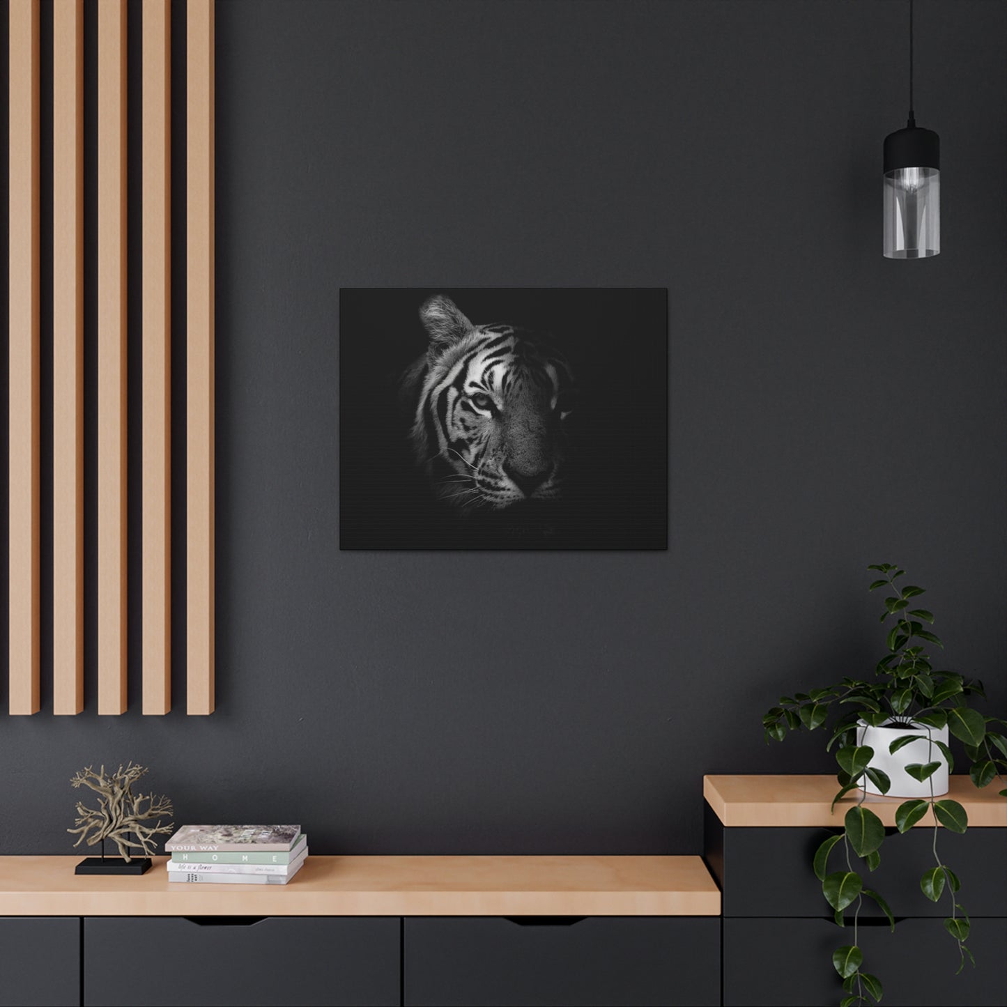 50 Stripes of Gray Tiger Canvas Wall Art