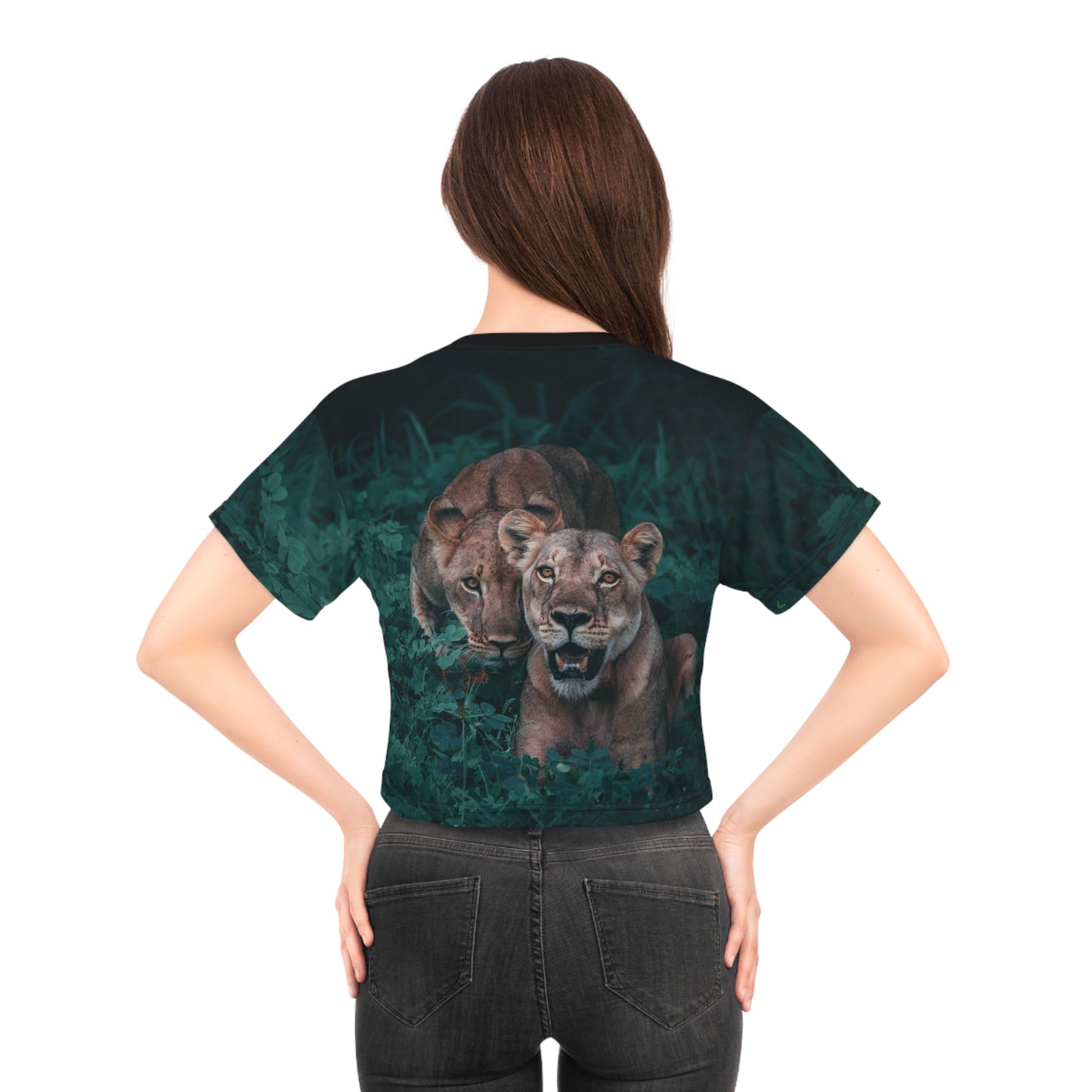 Lioness Pair Woman's Crop Top Shirt