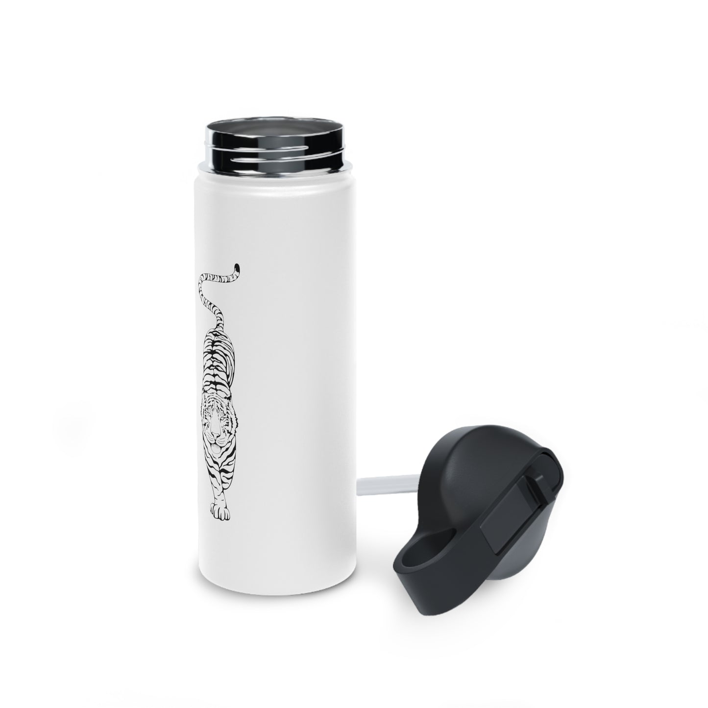 White Tiger Stainless Steel Water Bottle