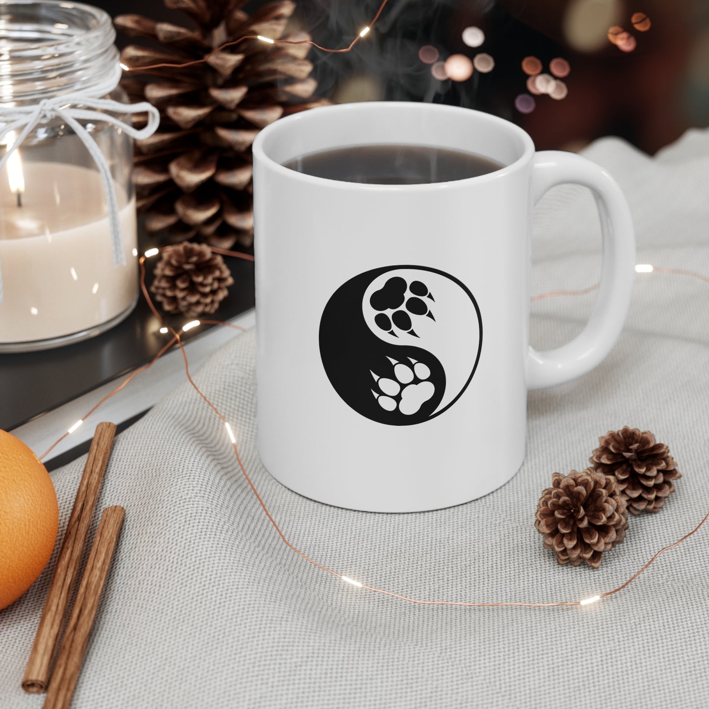 Yin Yang Paw Ceramic Coffee Mug Cup