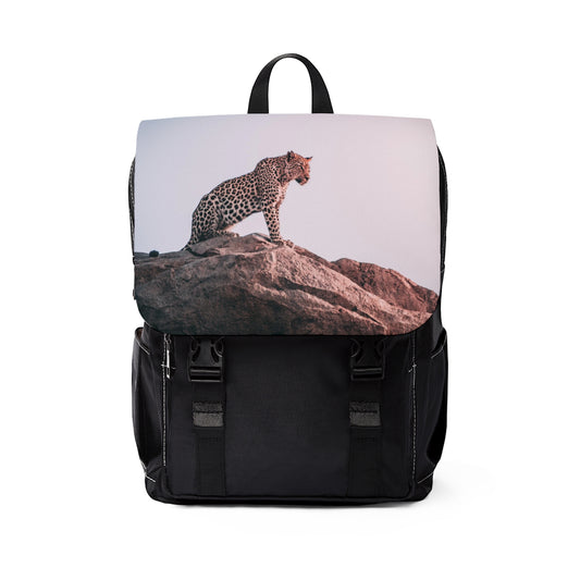 Alpha Leopard Oxford Canvas Backpack Bag