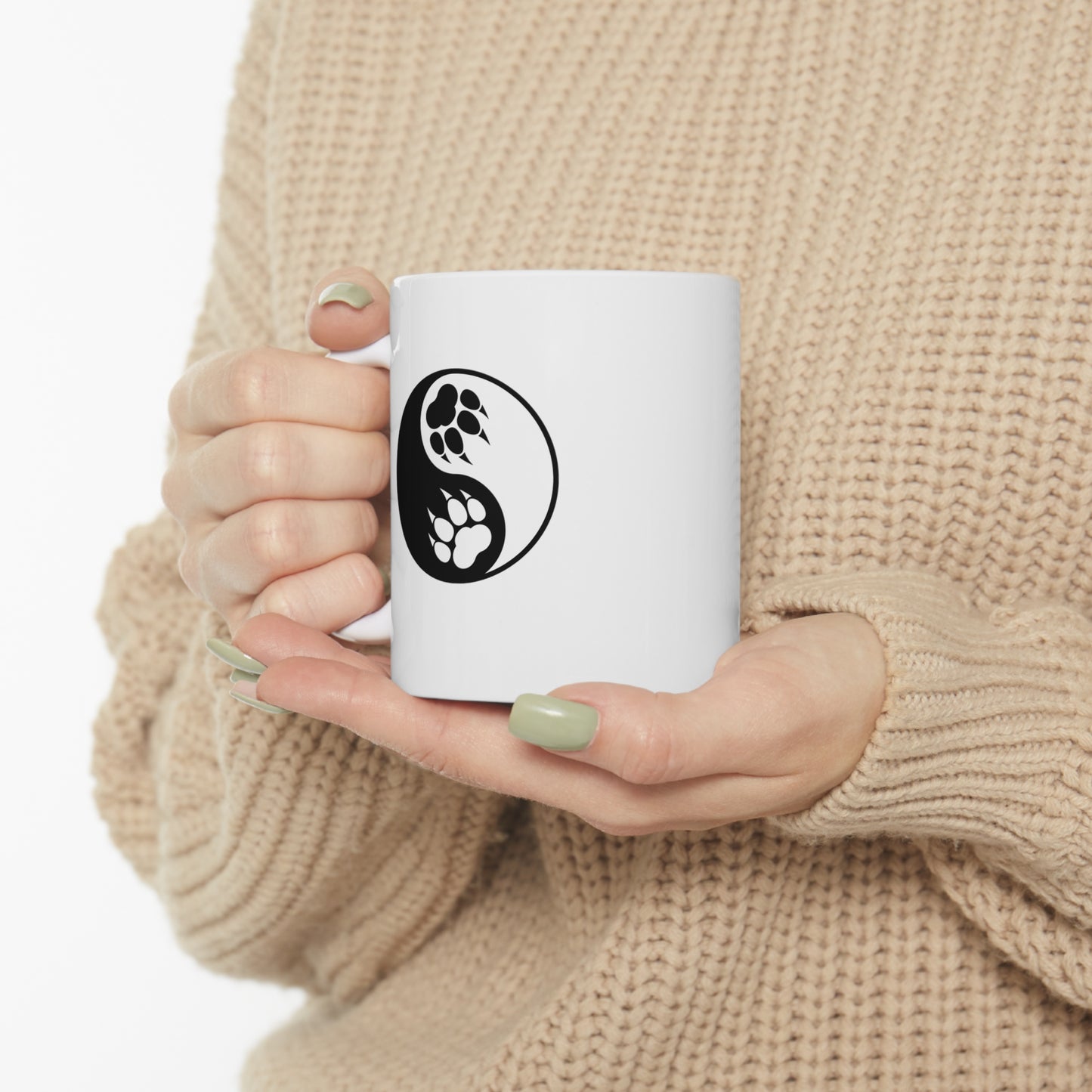 Yin Yang Paw Ceramic Coffee Mug Cup