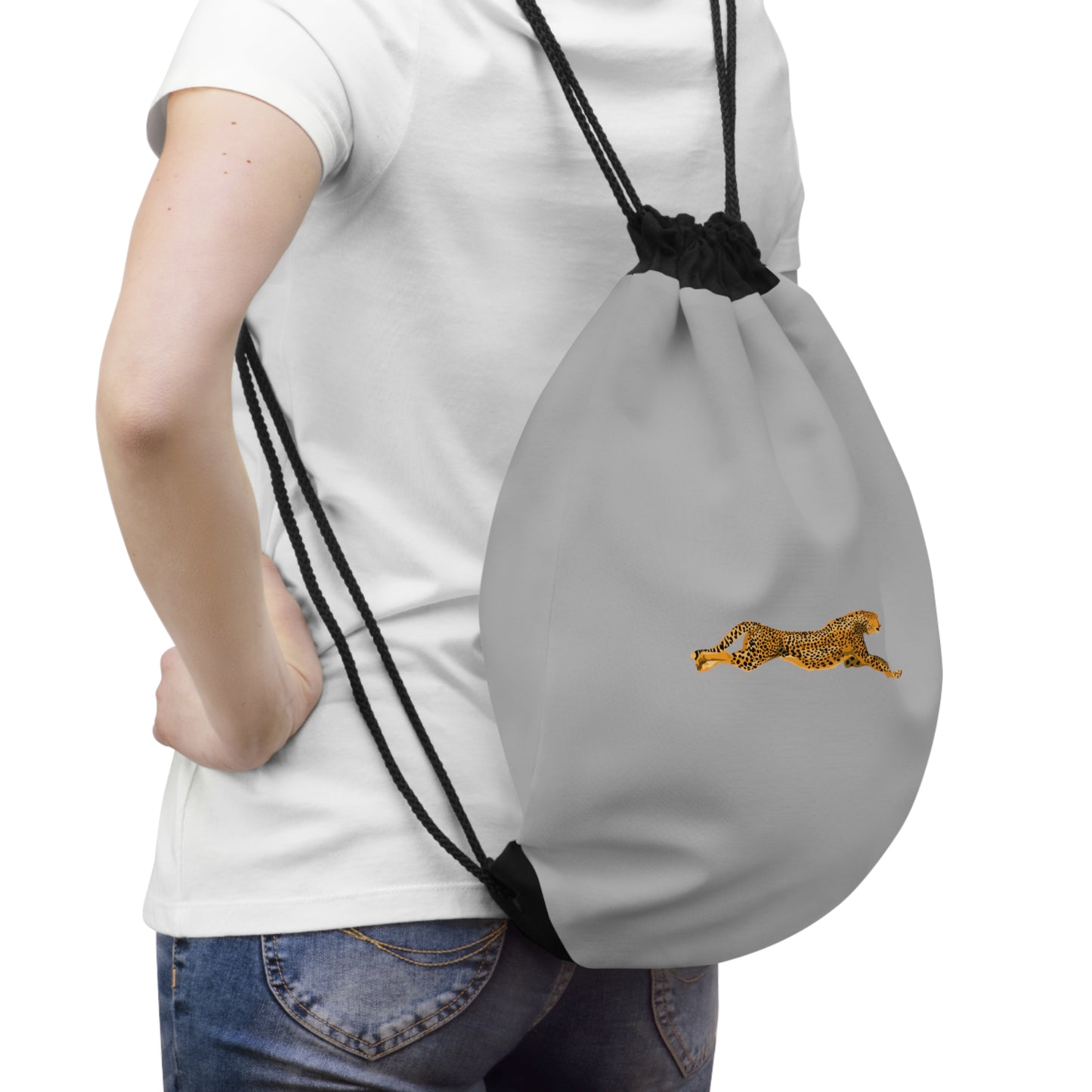 Cheetah Leap Drawstring Backpack Bag