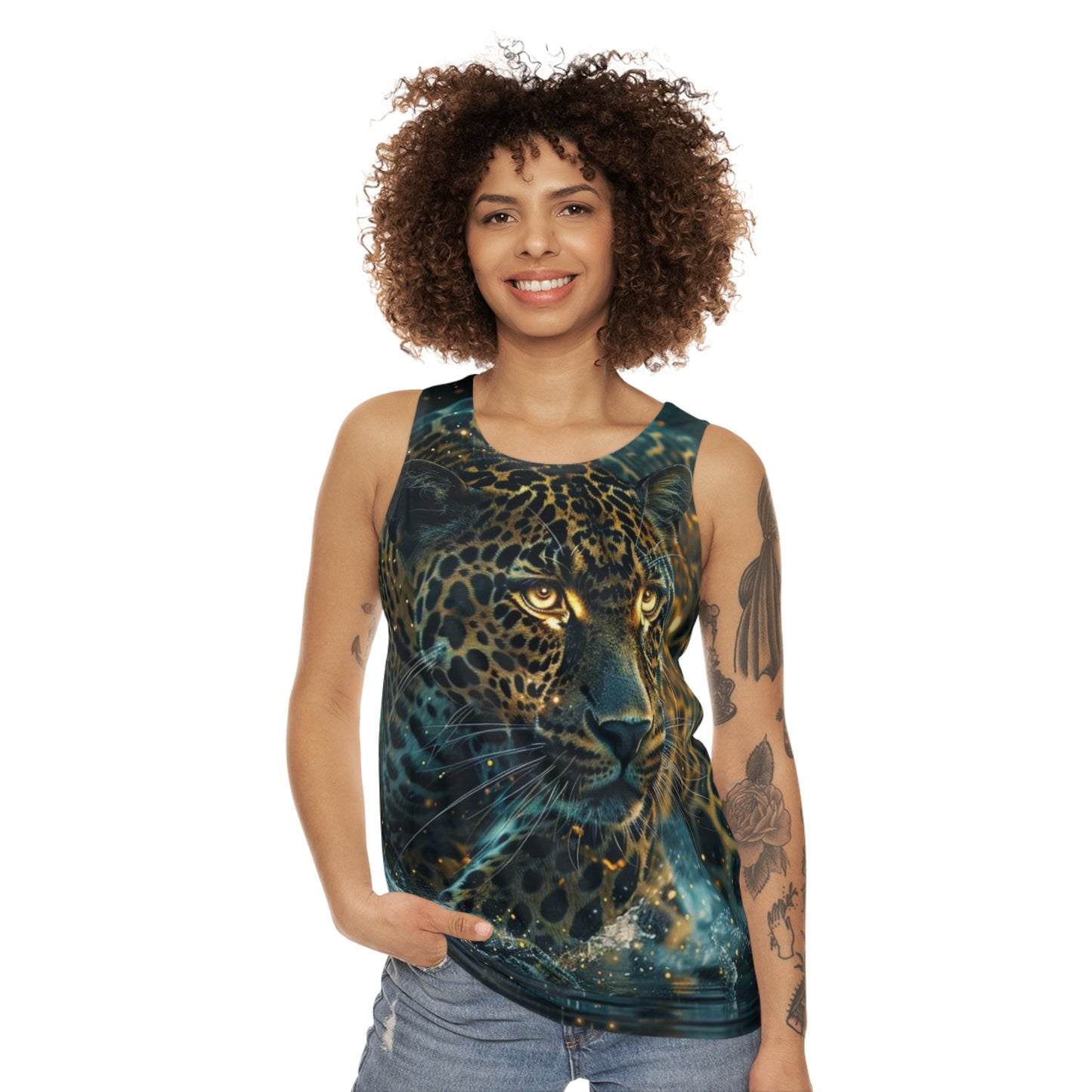 Recycled Material Shirt Glowing Cat Unisex Tank Top