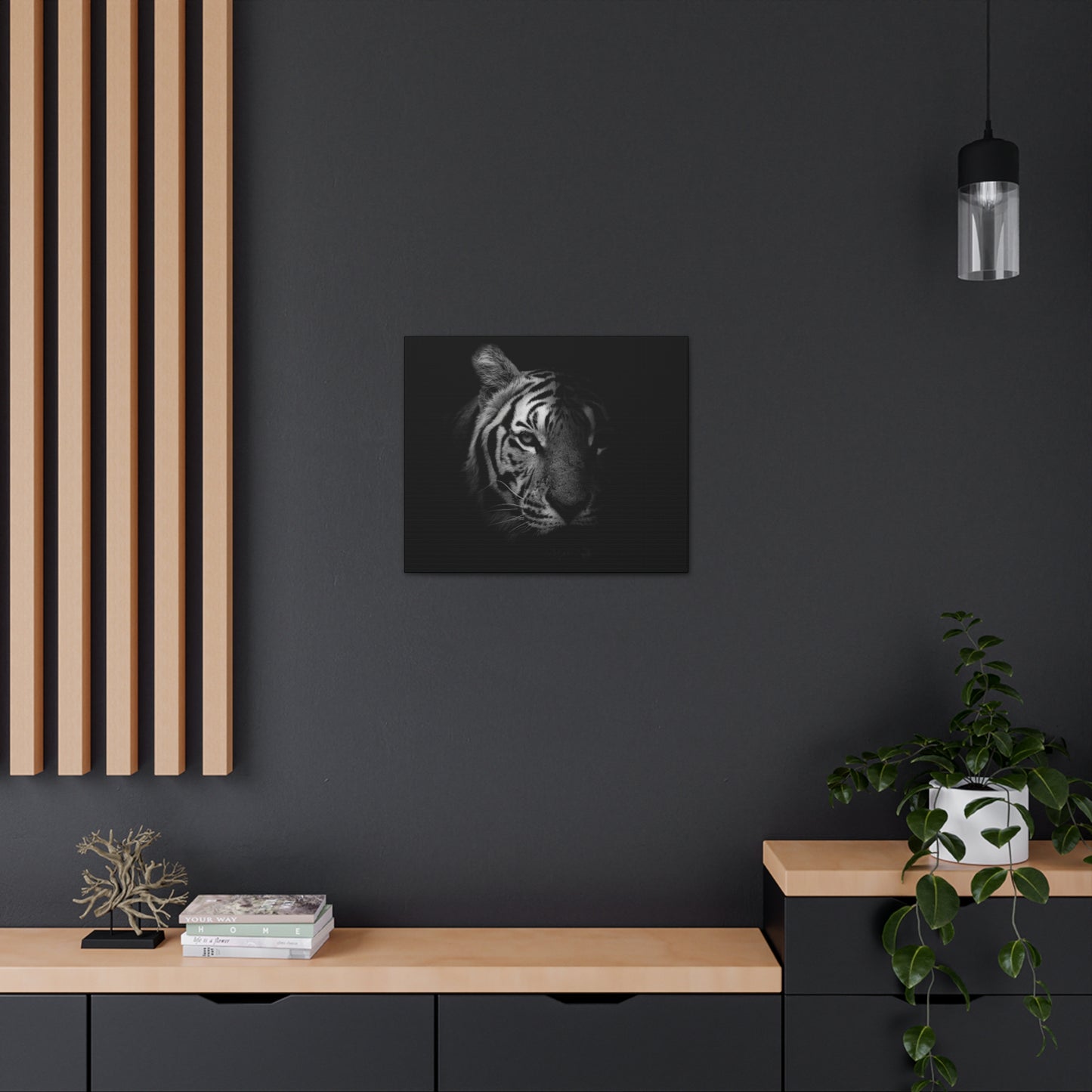 50 Stripes of Gray Tiger Canvas Wall Art