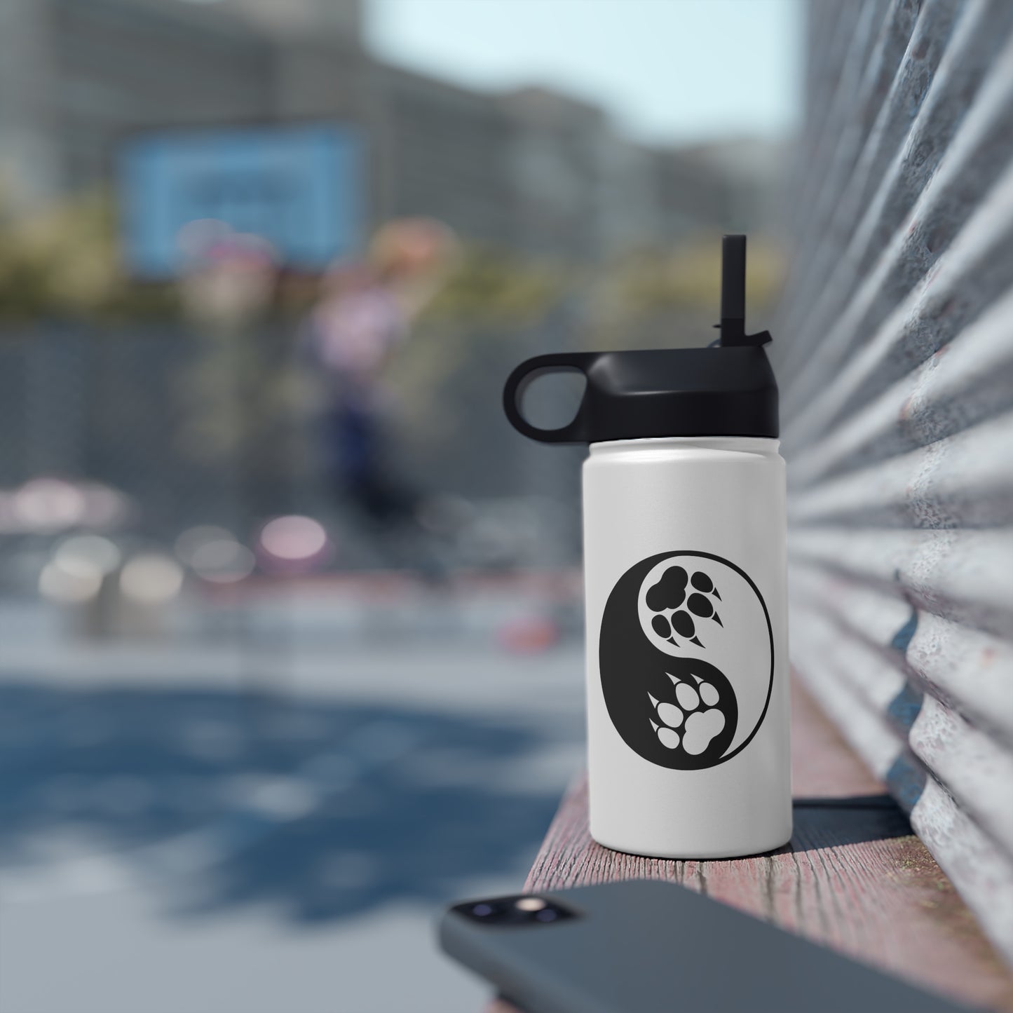 Yin Yang Paw Stainless Steel Water Bottle