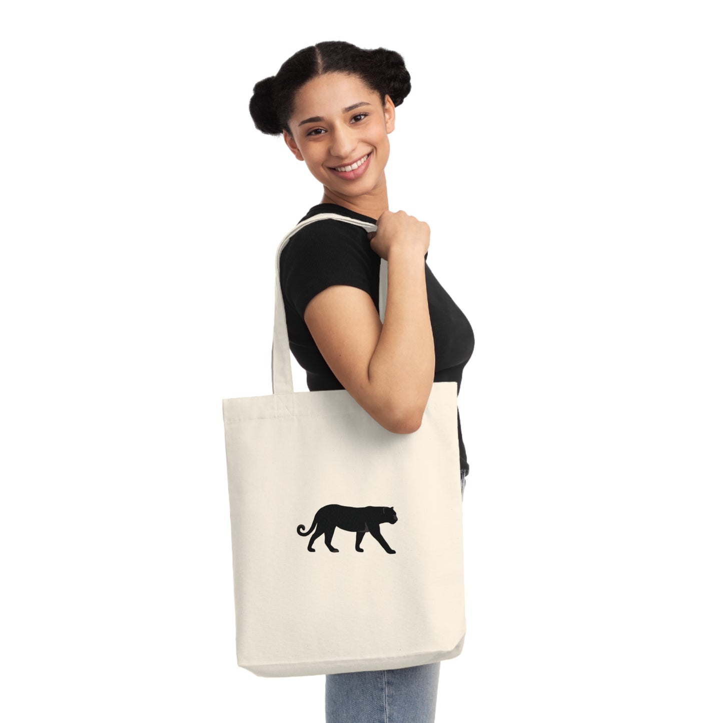 Recycled Material Black Panther Woven Tote Bag