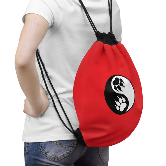 Yin Yang Paw Drawstring Backpack bag