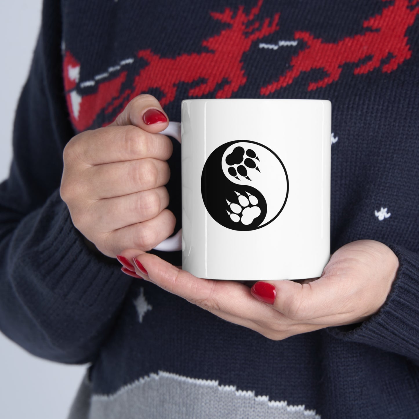 Yin Yang Paw Ceramic Coffee Mug Cup