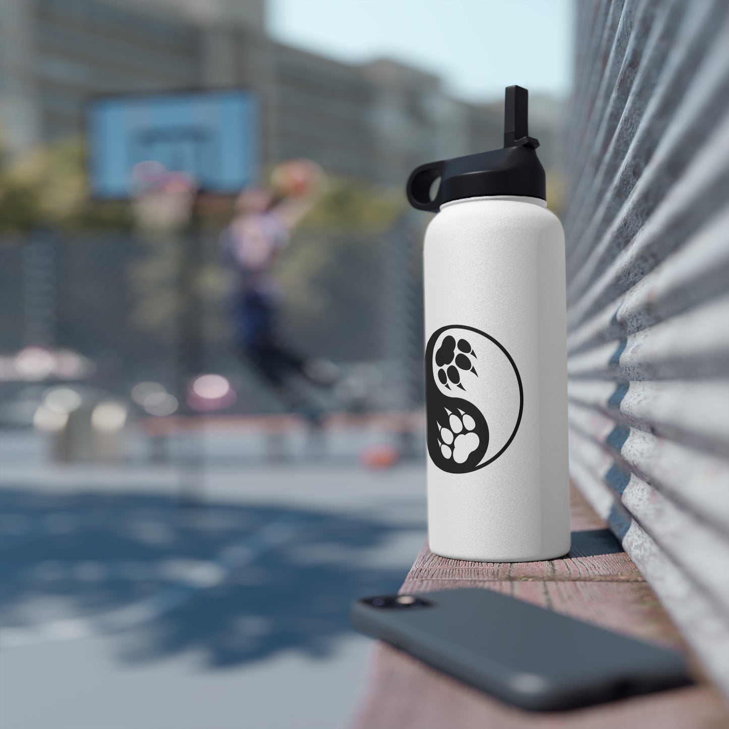 Yin Yang Paw Stainless Steel Water Bottle