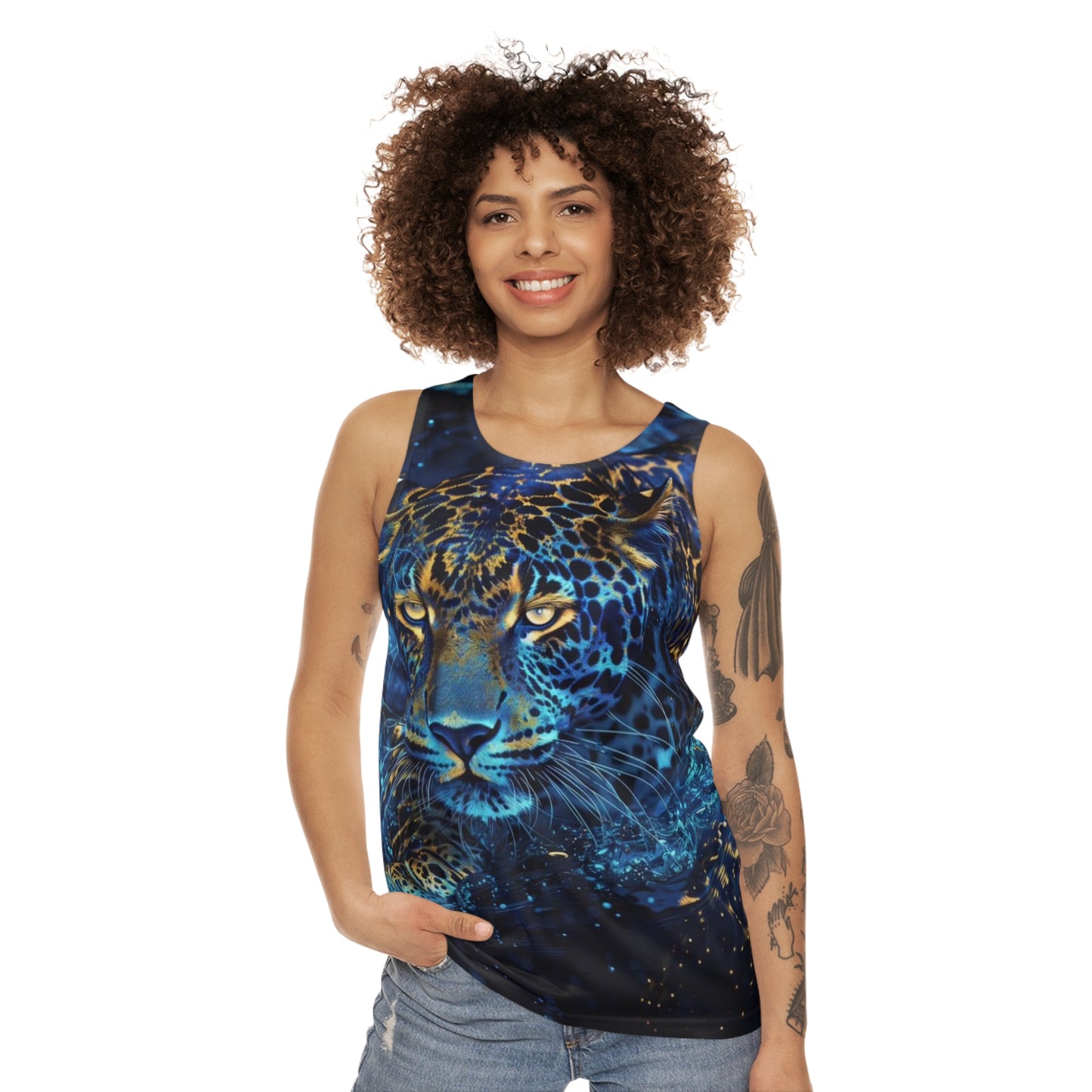 Recycled Material Shirt Blue Cat Unisex Tank Top