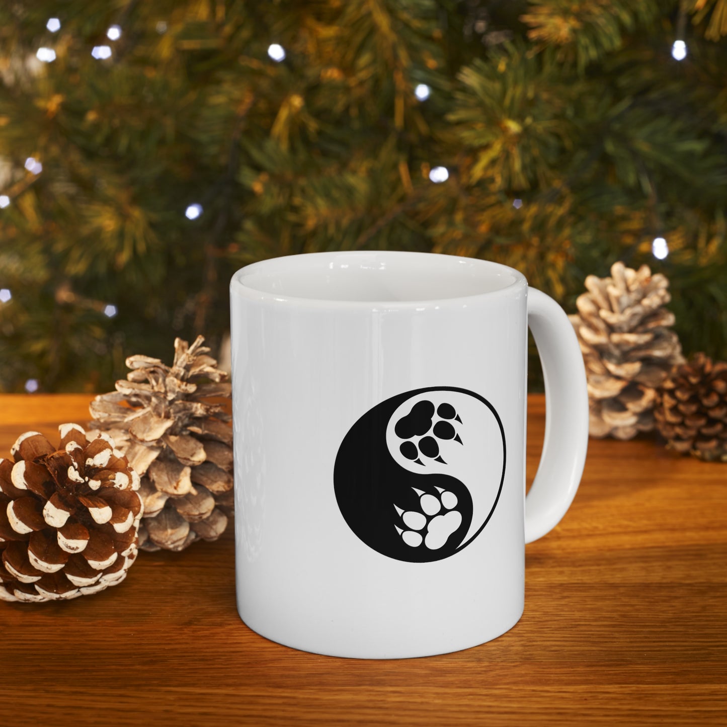 Yin Yang Paw Ceramic Coffee Mug Cup