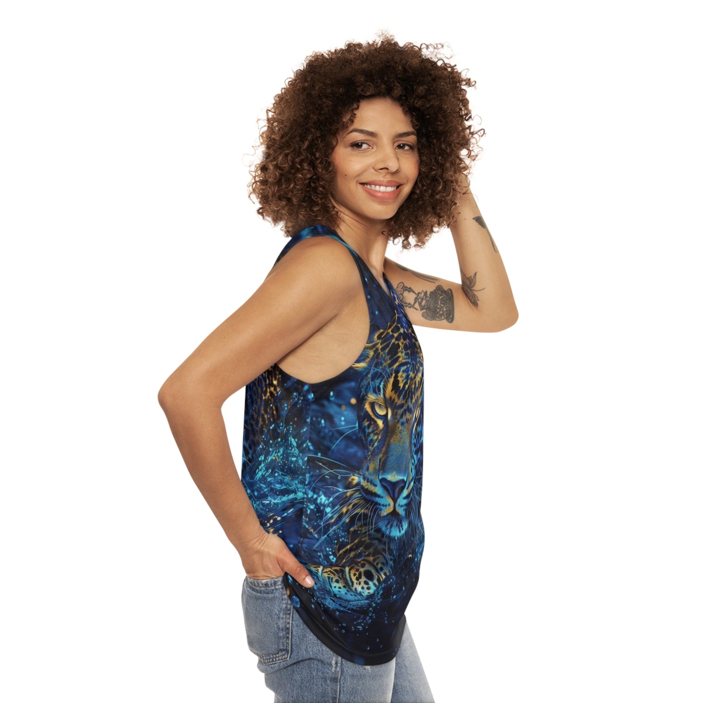 Recycled Material Shirt Blue Cat Unisex Tank Top