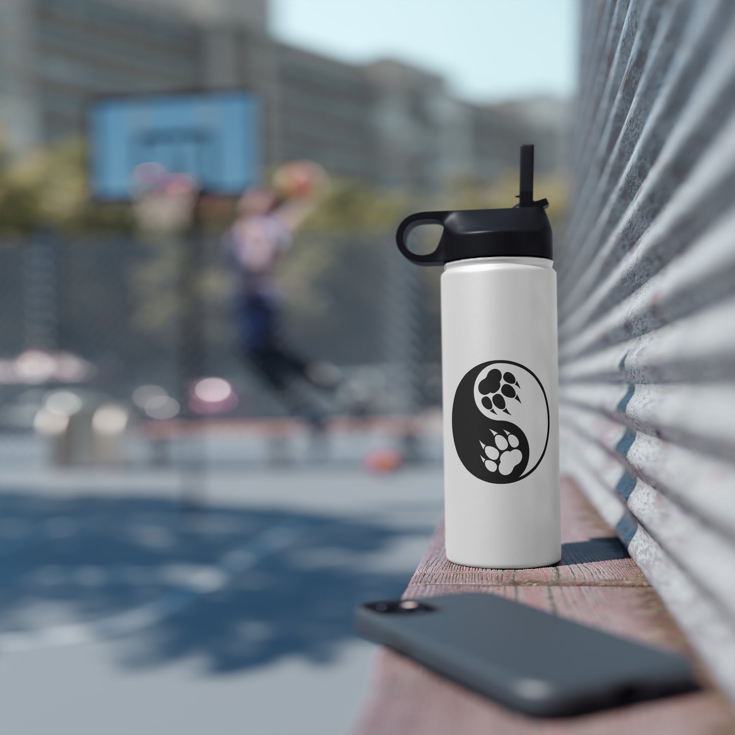 Yin Yang Paw Stainless Steel Water Bottle