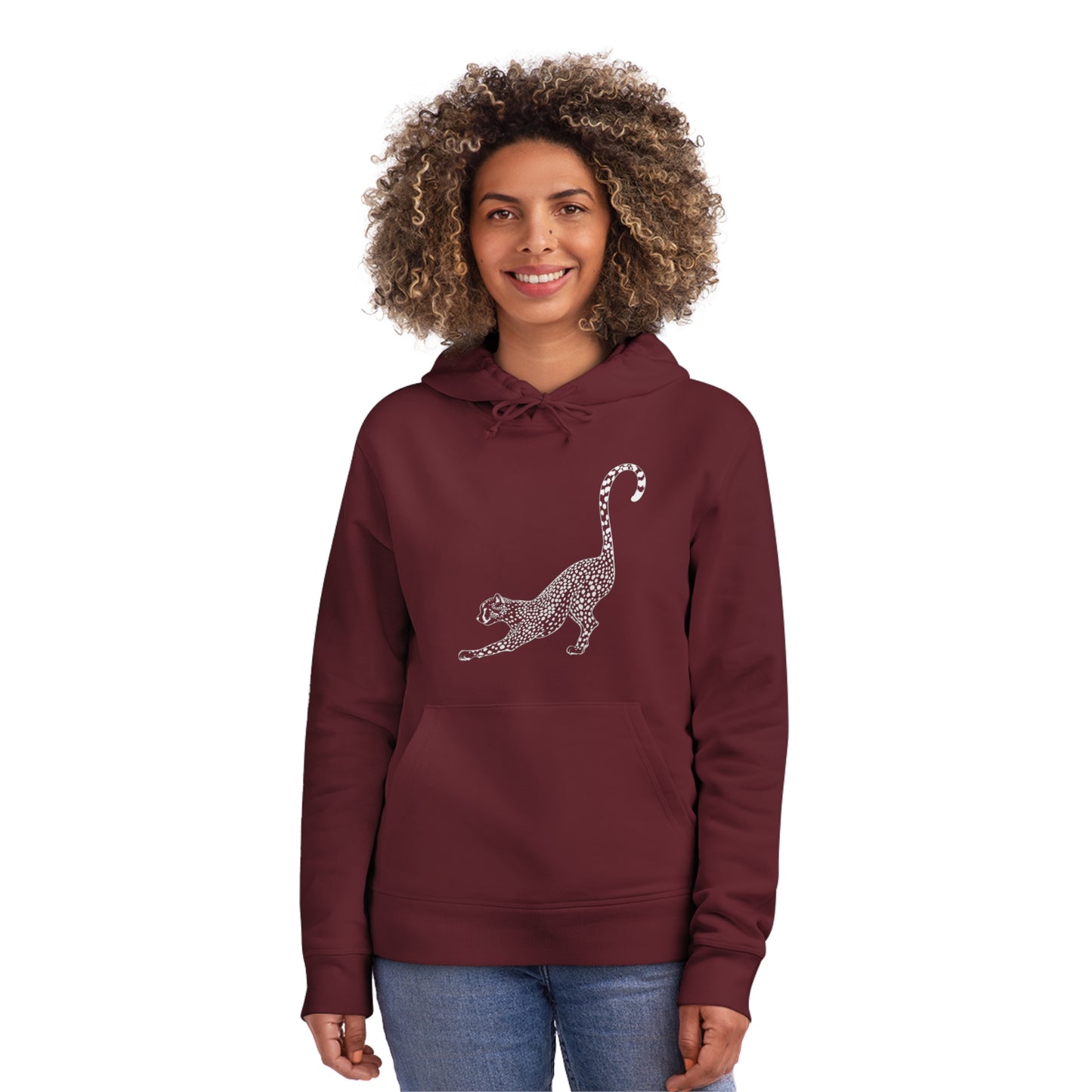 Leopard Stretch Organic Material Hoodie Sweatshirt