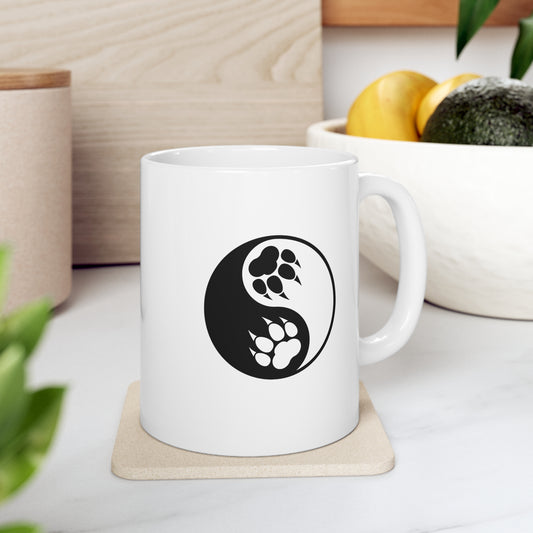 Yin Yang Paw Ceramic Coffee Mug Cup