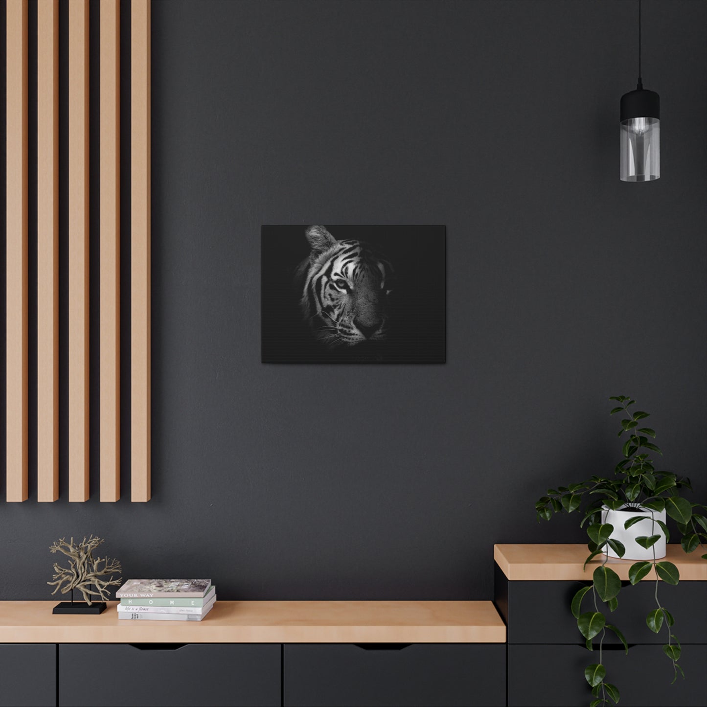 50 Stripes of Gray Tiger Canvas Wall Art